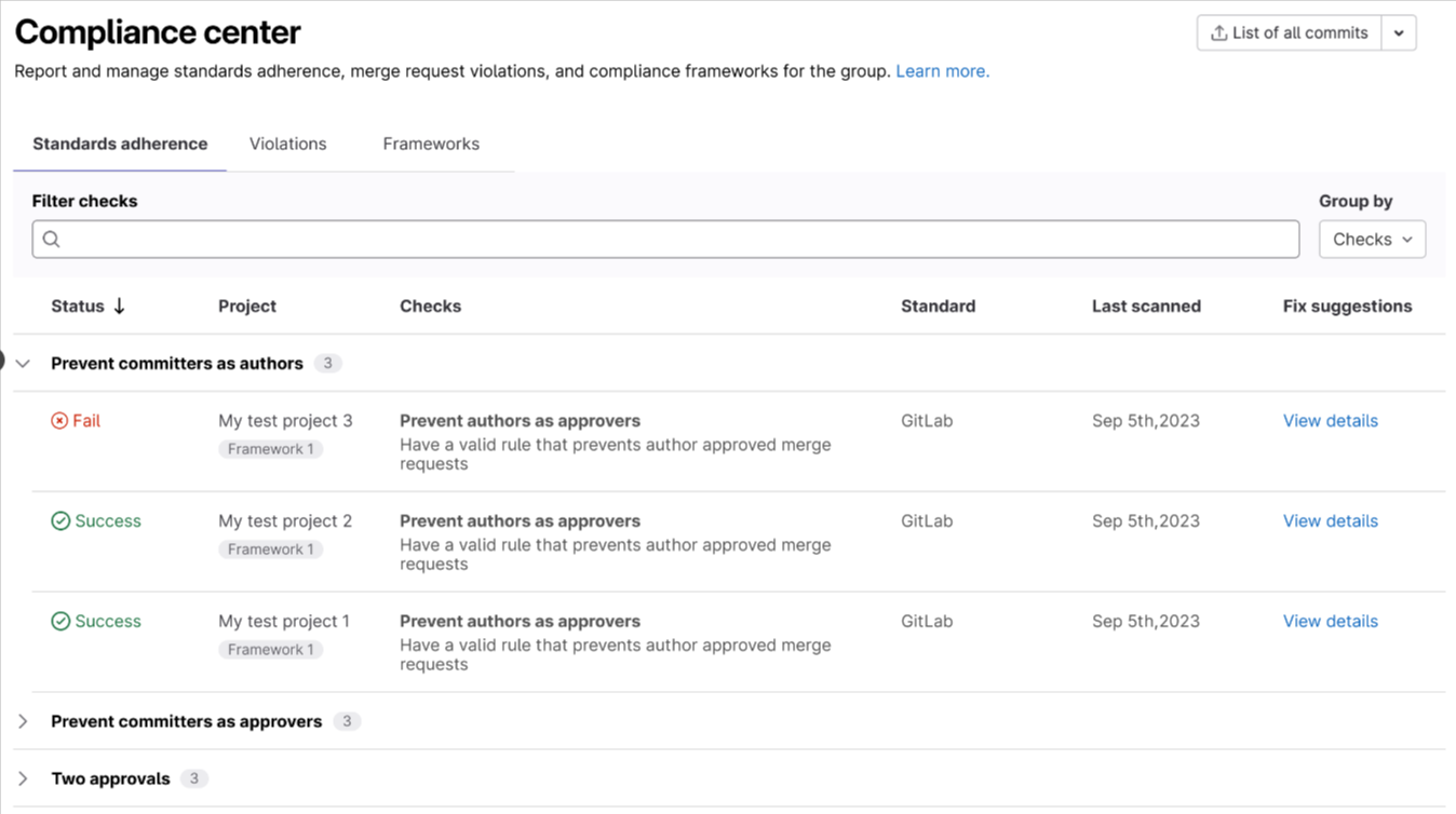 Standards Adherence Report Improvements